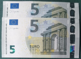 5 EURO SPAIN 2013 LAGARDE V015A1 VC SC FDS CORRELATIVE COUPLE UNCIRCULATED PERFECT - 5 Euro