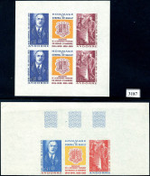 Neuf Sans Charnière N° 224/25, Triptyque De Gaulle Mini Feuillet De 2 Bandes Non-dentelées + 1 Paire Essai De Couleur No - Autres & Non Classés