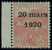Neuf Avec Charnière N° 43, 5F + 5F, 20 MARS 1920, Excellent Centrage, BdF, Cl, , Signé, Superbe - Other & Unclassified