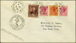 Lettre N° 67+80+81+104 S/Lettre CàD Croiseur Montcalm 2.6.43 Pour New-York, Cachet Linéaire Croiseur Montcalm Et Cachet  - Other & Unclassified