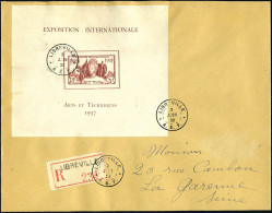 Lettre N° 1, Le Bloc Expo De Paris, Seul Sur Lettre Recommandée De Libreville (2.6.38) Pour La Garenne-Colombes, T.B. - Autres & Non Classés