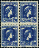 Neuf Sans Charnière N° 214a, 1F50 Bleu, Bloc De 4, Double Impression, TB - Other & Unclassified