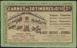 Neuf Sans Charnière N° C9-2, 10c Pasteur Carnet De 20 T., TB - Other & Unclassified