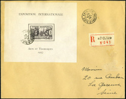 Lettre N° 1, Le Bloc Expo De Paris, Seul Sur Lettre Recommandée D'Abidjan (28.4.38) Pour La Garenne-Colombes, Arrivée Au - Autres & Non Classés