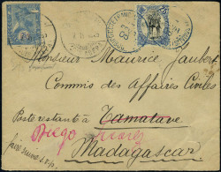 Lettre N° 60, 25c Bleu S/L, Affranchissement Mixte Avec ETHIOPIE 17 Fév 05, Pour Madagascar Et Réexpédiée à Diego Suarez - Autres & Non Classés