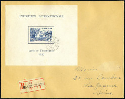 Lettre N° 1, Le Bloc Expo De Paris, Seul Sur Lettre Recommandée De Basse-Terre (24.4.38) Pour La Garenne-Colombes, Arriv - Autres & Non Classés