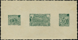 Epreuve Collective Sans Valeur Faciale En Vert Des 3 Types De 1904 Fourmillier, Laveur D'or, Place Des Palmiers. Superbe - Other & Unclassified