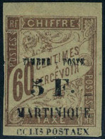 Neuf Avec Charnière N° 60, 5F S/60c Brun Timbre Taxe, TB, Signé A.Brun - Autres & Non Classés