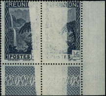 Neuf Sans Charnière N° 143A. 1f75 Bleu Foncé, Paire Horizontale Avec Impression Partielle, Cdf, Superbe. - Autres & Non Classés