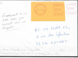 Rectificatif De Date, L'ancienne Date A été Occultée Par L'étiquette Avec La Nouvelle Adresse 71 Macon RP 12 7 95 - Storia Postale