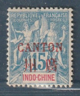 CANTON - N°7 * (1901-02) 15c Bleu - Ungebraucht