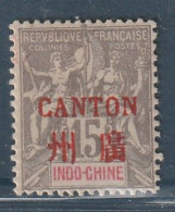 CANTON - N°8 * (1901-02) 15c Gris - Unused Stamps