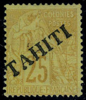 Neuf Avec Charnière N° 14, 25c Jaune, TB, RRR, Tirage 200, Signé Champion + Brun - Autres & Non Classés