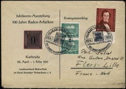Lettre N° 60. 20p A. Lortzing Sur L. (enveloppe Illustrée 100 Jahre Baden-Marken Càd Illustré 28.4.1951, Pour Flers - Li - Other & Unclassified