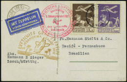 Lettre N° 2 + 5, Zeppelin 3 SAF 1932 Pour Pernambuco Brésil T.B. Cote Des Timbres Obl 250 € - Altri & Non Classificati