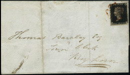 Lettre N° 1. 1p Noir (lettre Q.D.) Sur Lettre, Oblitéré Croix De Malte Rouge. Au Verso CàD St-Andrews Feb 7 1841. Superb - Other & Unclassified