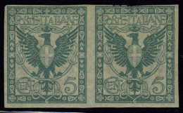 Neuf Avec Charnière N° 66, 5c Vert, Paire Hor. ND, Cl, Signé Calves, L'exemplaire De Droite Pd. Sassone 70g 2500 € X 2 - Autres & Non Classés