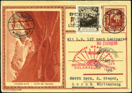 Lettre Zeppelin Polarfahrt 1931 Sur Entier Postal + N° 105, T.B. - Autres & Non Classés