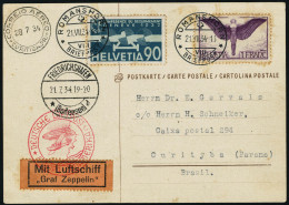 Lettre Zeppelin. C.P. Avec CàD Romanshorn 21.VII.34. Cachet Illustré Europa-Südamerika. CàD De Transit Friedrichshafen 2 - Autres & Non Classés
