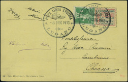 Lettre Précurseur Lugano 25c 1913 + Affrancht Complémentaire S/Carte Avec Vue Obl. Du Cachet Spécial, TB - Zumstein IX 2 - Other & Unclassified