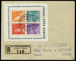 Lettre N° 1, Le Bloc NABA Sur LR NABA Zürich Du 4.X.34 Pour Leysin Suisse Avec Arrivée 4.X.34, TB - Autres & Non Classés