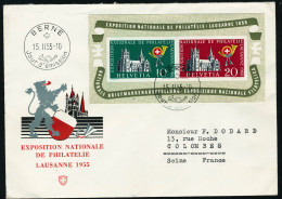 Lettre N°15. Le Bloc LAUSANNE S/FDC Officielle. Obl. Bern 15/11/55. T.B. (Cat. Suisse 210 FS) - Andere & Zonder Classificatie