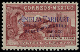 Neuf Avec Charnière N° 69A, 20c Carmin, AMELIA EARHART 1935, SUPERBE, Rare, Signé Sanabria, Bloch + Certificat Mexico So - Other & Unclassified