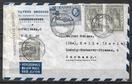 GREECE 28-IV-1950 Controle Du Change Censor 12 On Letter From Greece To Germany : See Cancellations - Covers & Documents
