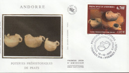 " POTERIES PREHISTORIQUES DE PRATS " Sur Enveloppe 1er Jour Sur Soie D'ANDORRE De 2000. Parfait état. FDC A SAISIR ! - Vor- Und Frühgeschichte