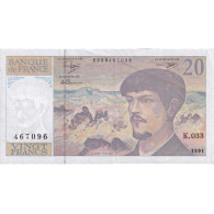 France, 20 Francs, 1991, K.033, SUP, Fayette:66Bis.2, KM:151e - 20 F 1980-1997 ''Debussy''