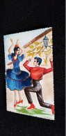 Cp Robe Brodée Tissus Bleu Et Rouge Danse Flamenco  Illustrateur Couple Espagnol Espagne Espagnole - Danse
