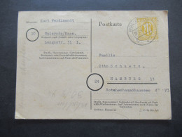 Bizone Am Post Am. Druck Nr.4 EF Auf PK Mit Tagesstempel Walsrode 28.7.1945 (frühe Verwendung!) Nach Hamburg - Covers & Documents