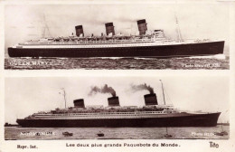 TRANSPORTS - Bateaux - Normandie - Queen Mary - Carte Postale Ancienne - Steamers