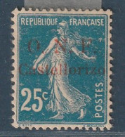 CASTELLORIZO - N°31 * (1920) 25c Bleu - Signé - - Unused Stamps