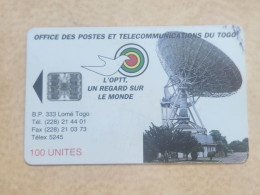 TOGO-(TG-OPT-0007A)-Earth Station 100-Reverse 2-(15)-(100units)-(0017416)-used Card+1card Prepiad Free - Togo