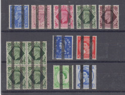 Großbritannien 9 Werte + 4er-Block **  Ab MiNo. 208 ** Mit Aufdruck Schwarzer Balken = Stempelübung Der Postschule - Unused Stamps