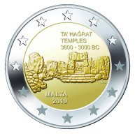 MALTA 2 EURO 2019 COMMEMORATIVO TEMPIO DI TA HAGRAT  F.D.C. B.U.  FROM ROLLS - Malte