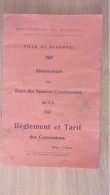 PLOERMEL MORBIHAN ABONNEMENT EAUX SOURCES  COMMUNALES DE CO  REGLEMENT TARIF 1934 - Unclassified