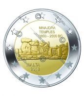 MALTA 2 EURO 2018 COMMEMORATIVO MNAJDRA   F.D.C. B.U.  FROM ROLLS - Malta