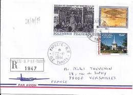 POLYNESIE N° 329/455/457 S/L. DE PAPEETE / 22.10.94 POUR LA FRANCE - Storia Postale