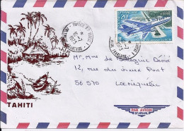 POLYNESIE N° PA74 S/L. DE PAPEETE AN.1/1973 POUR LA FRANCE - Storia Postale