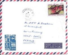 POLYNESIE N° 85 S/L. DE PAPEETE/26.9.73 POUR LA FRANCE - Storia Postale