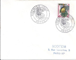 POLYNESIE N° 13 S/L. DE PAPEETE / 3.1.59 POUR LA FRANCE   1° JOUR - Covers & Documents