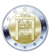 MALTA 2 EURO 2018 COMMEMORATIVO PATRIMONIO COLTURALE   F.D.C. B.U.  FROM ROLLS - Malta