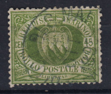 SAN MARINO 1892-94 STEMMA 45 CENTESIMI N.18 US. BEN CENTRATO - Gebraucht