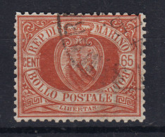 SAN MARINO 1892-94 STEMMA 65 CENTESIMI N.19 US. CENTRATO - Used Stamps
