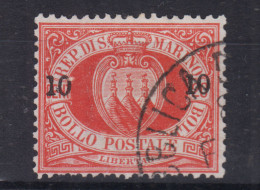 SAN MARINO 1892 STEMMA SOPRASTAMPATO 10 C. SU 20 C. N.11 US. CENTRATO - Usados