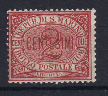 SAN MARINO 1894-99 CIFRA 2 CENTESIMI N.26 G.O MH* - Nuovi