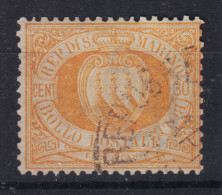 SAN MARINO 1892-94 STEMMA 30 CENTESIMI N.16 US. BUONA CENTRATURA - Used Stamps
