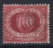 SAN MARINO 1894-99 STEMMA 10 CENTESIMI N.28 US. - Used Stamps